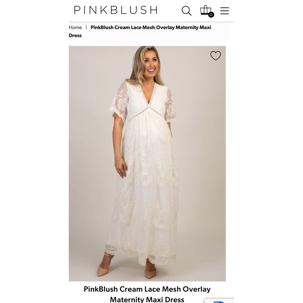 PinkBlush Cream Lace Maternity Maxi Dress